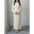 thumbnail image 1 of OYYN Women's Satin Mermaid Maxi Dresses Casual A-Line High Waist Flare Sleeve Long Dress Cream White Plus Size Elegant Dresses, 1 of 4
