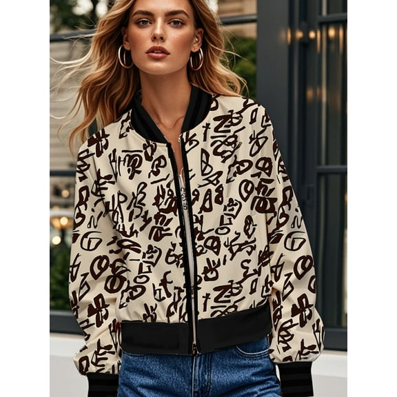 OYYNIIS Womens Jacket Bomber Jacket Y2K Casual Lightweight Zip Up Spring Fall Clothes with Pockets S-XXL