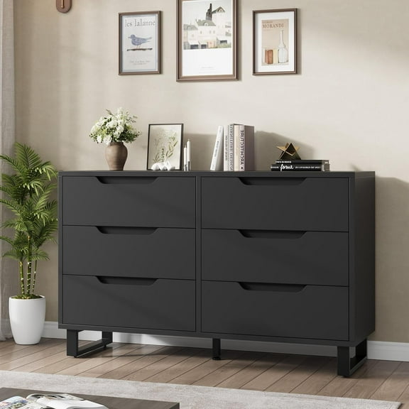 OYang 6 Dresser for Bedroom, 47.2" Wide Dresser, Freestanding Vertical Drawer Cabinet with Storage, Wooden Closet Storage Chest for Living Room, Hallway, Entryway
