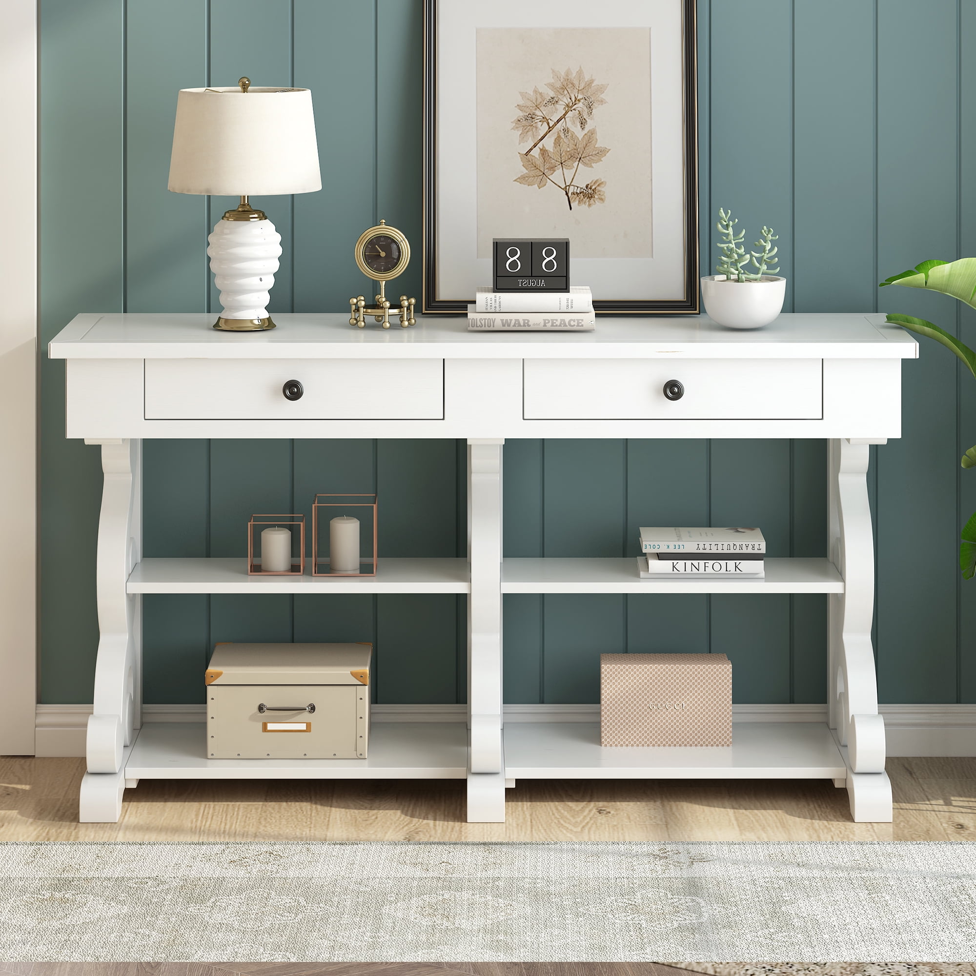 OYang Console Table, Sideboard Buffet Cabinet with 2 Adjustable Middle ...