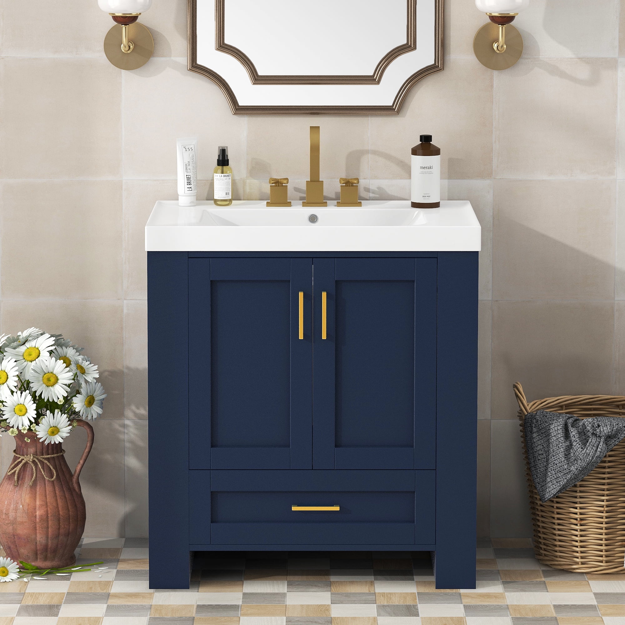 OYang Freestanding Bathroom Vanity with Single Sink Modern Bathroom ...