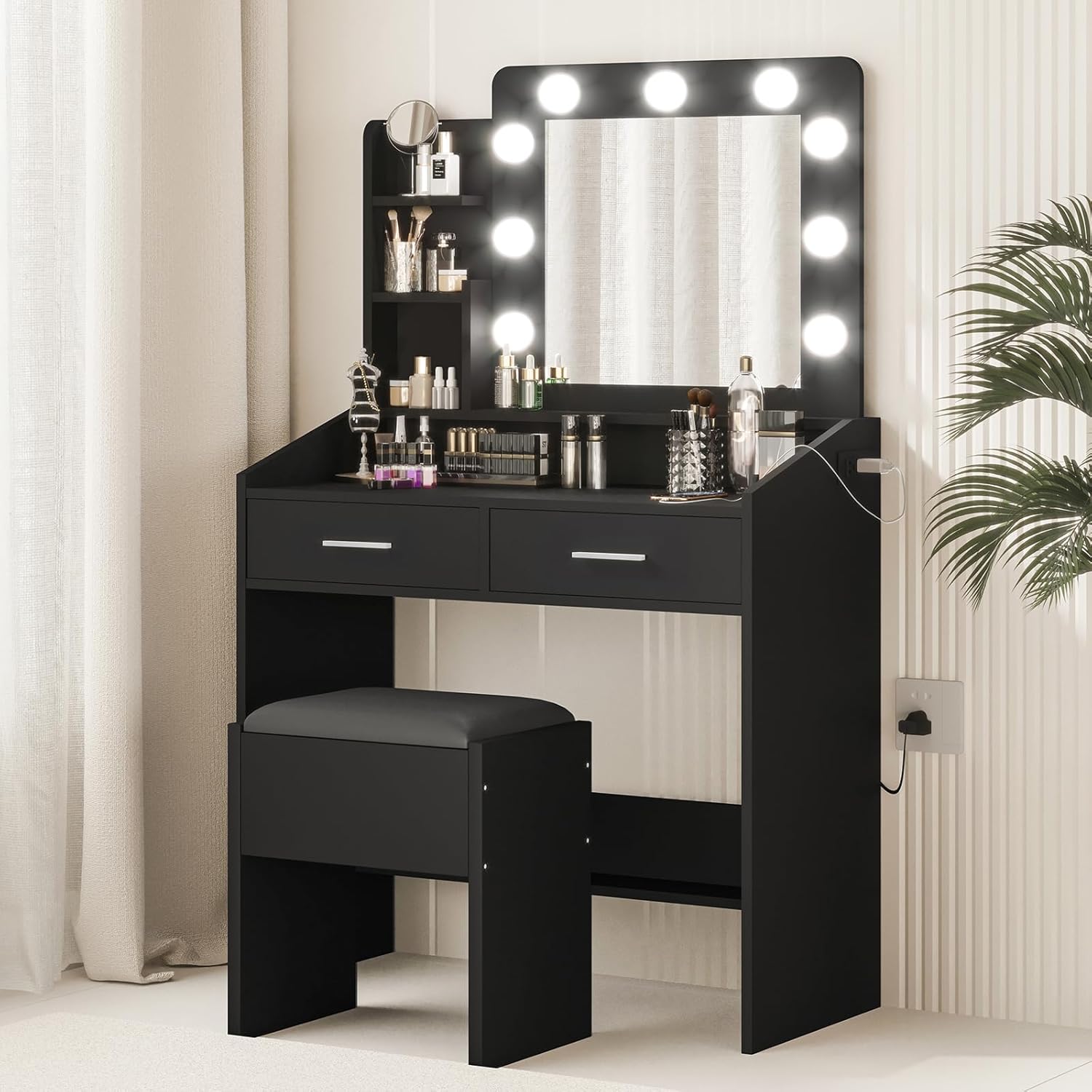 OYang Makeup Vanity with Lights, Vanity Desk with Mirror and Lights Set