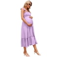 thumbnail image 1 of OYang Maternity Boho Summer Dress Ruffle Sleeveless Swing Maxi Dress Baby Shower Photoshoot Light Purple S, 1 of 8