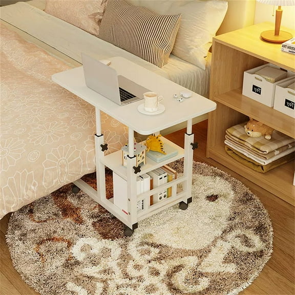 OYang Small Mobile Standing Desk, Adjustable Height Portable Rolling Desk, Tiltable Desk C Shaped End Table For Couch, Hospital Table Laptop Stand