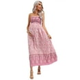 thumbnail image 1 of OYang Women's Maternity Dresses Boho Strapless Summer Casual Floral Maxi Dress Pink-M, 1 of 7