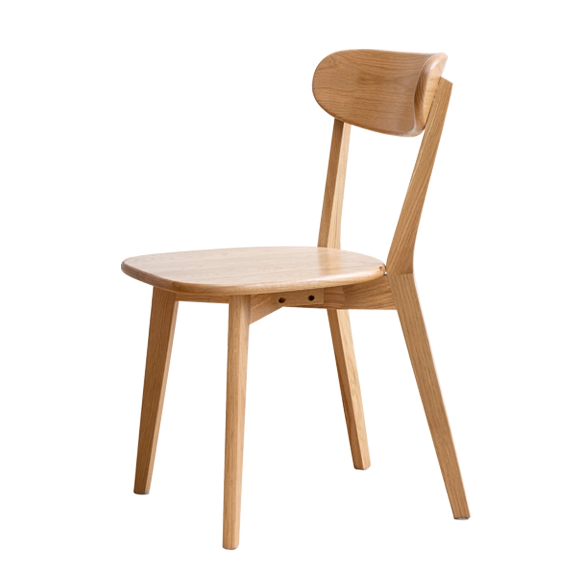 Natural Oak Mid-Century Modern Dining Chair with Curved Backrest