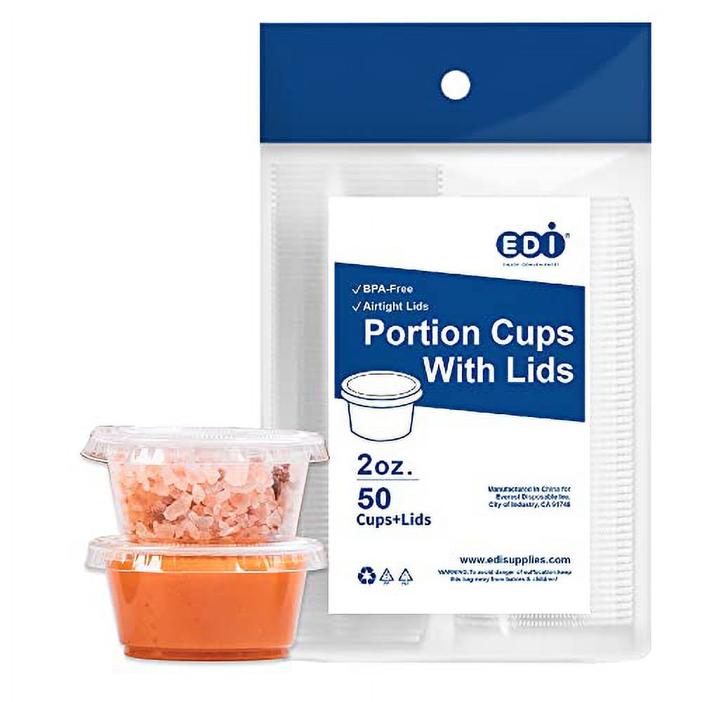 OZ, 50 Sets] Clear Disposable Plastic Portion Cups With Leakproof Lids