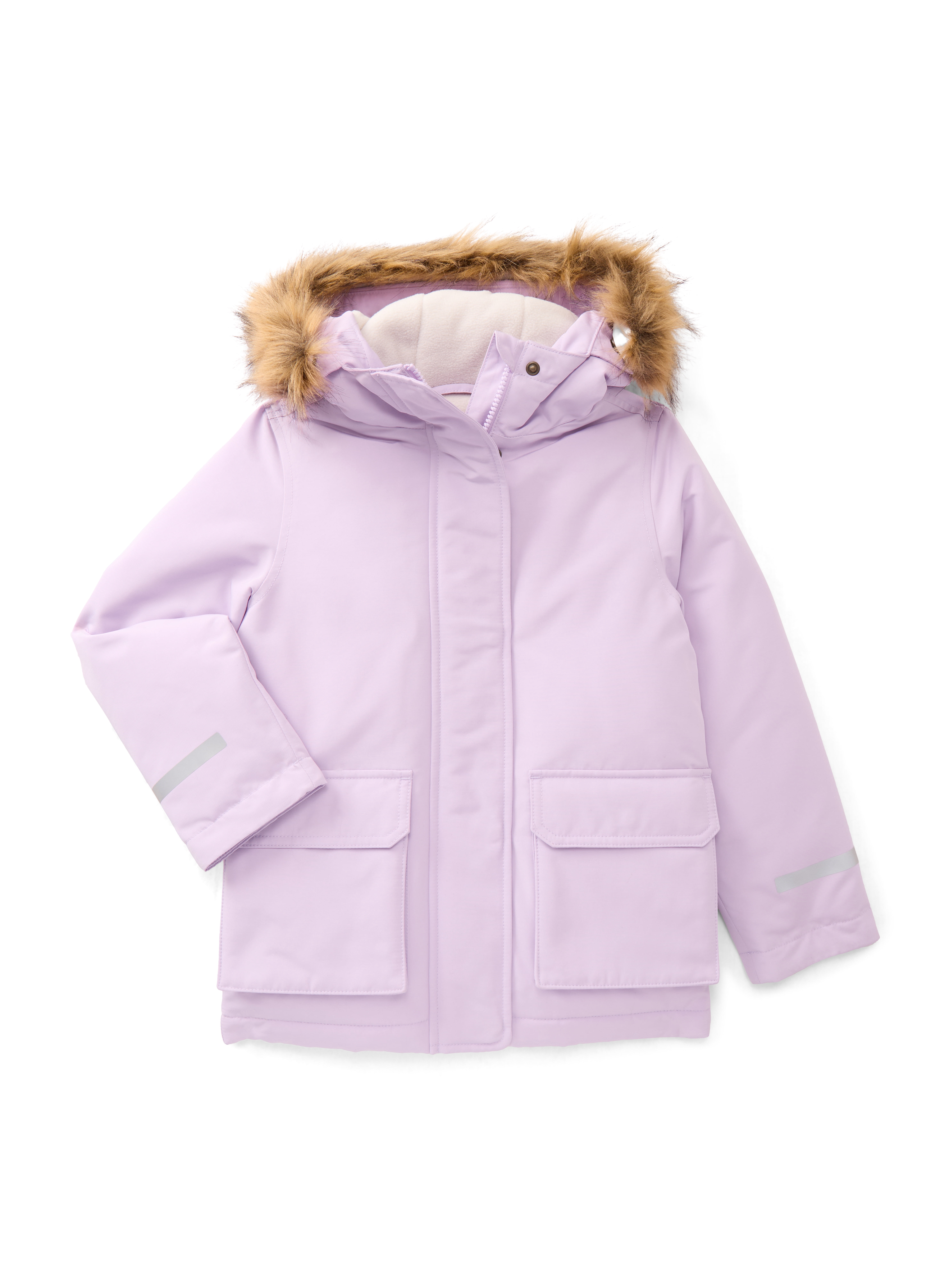 Ozark Trail Girls Parka with Faux Fur Hood Lining, Sizes 4-18