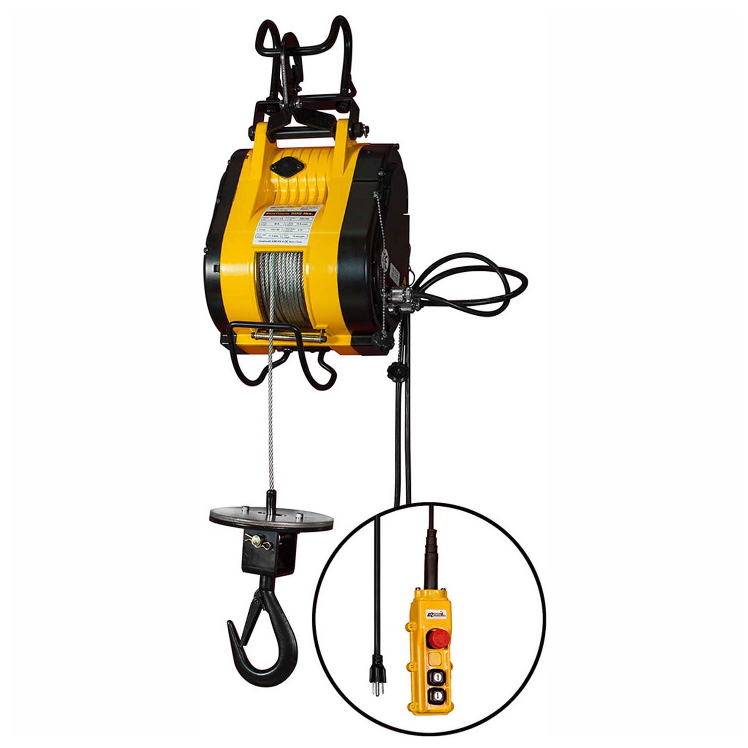 Wire Roper Lifter OZ Lifting 1/4 Ton Electric Wire Rope Hoist 90' Lift 75 FPM 115V ...