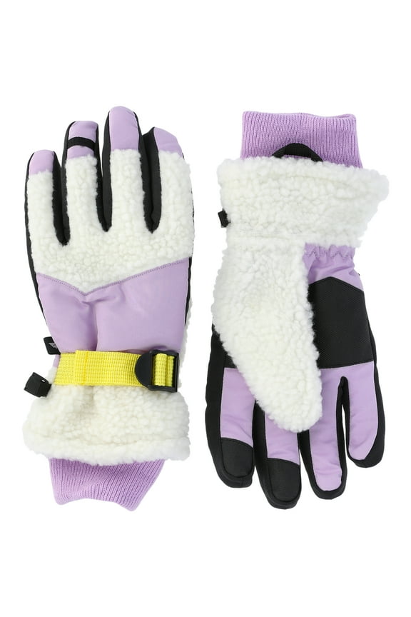 Girls Plush Ski Gloves, Sizes S-XL
