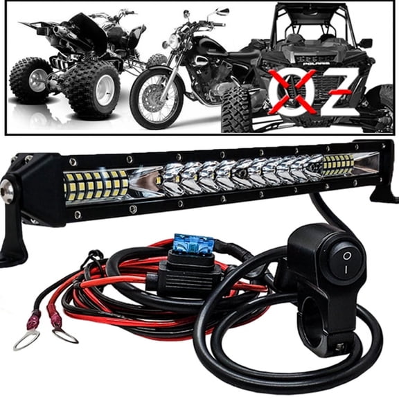 OZ-USA 10" Motorcycle ATV White LED Light Bar Kit Handlebar Cargo Rack Clamp Rocker Switch Wire Harness for Dirt Bike ATV 4 Wheelers