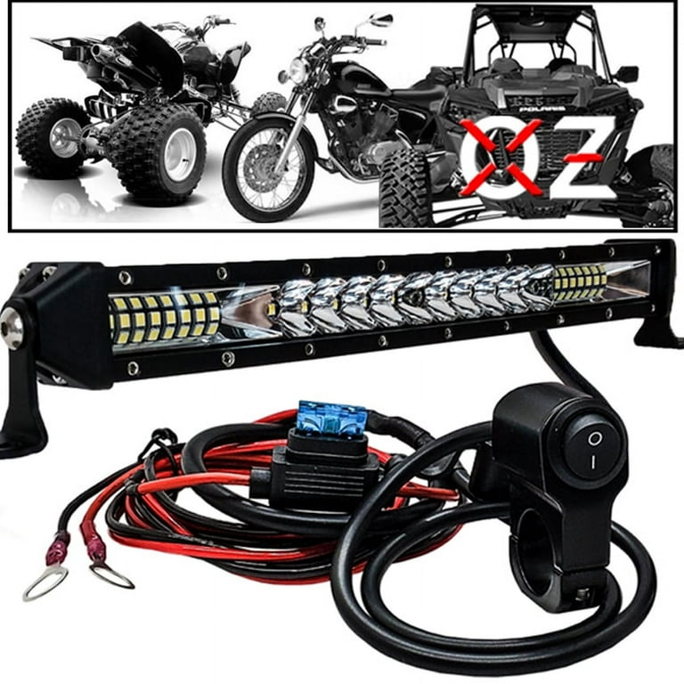 OZ USA 10 Motorcycle ATV White LED Light Bar Kit Handlebar Cargo Rack Clamp Rocker Switch Wire Harness for Dirt Bike ATV 4 Wheelers Walmart