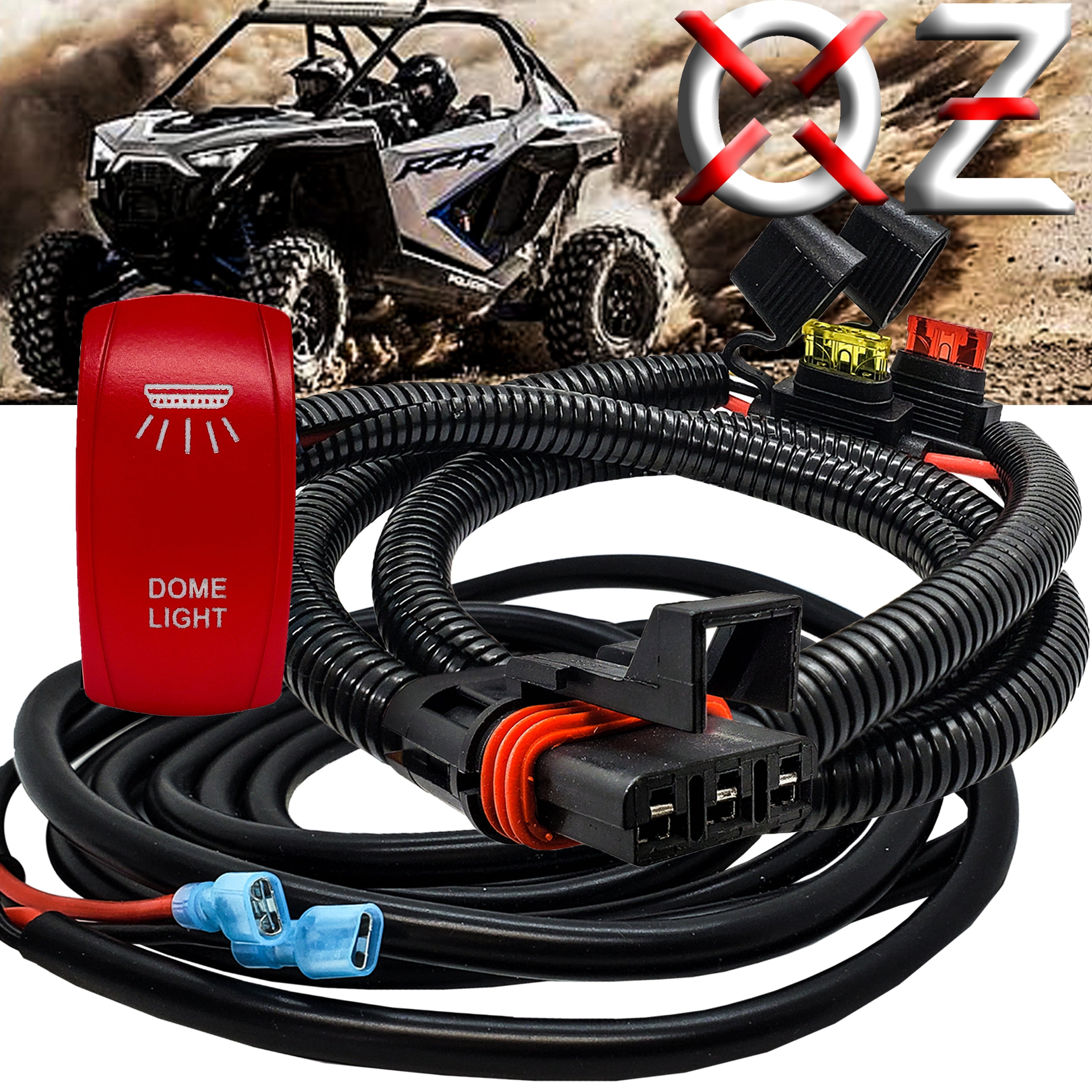OZ-USA 10' Power Busbar Plug Wire Harness with Dome Lights On/Off Red ...