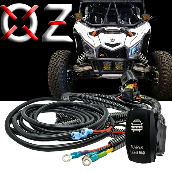 OZ-USA 10 ft. Power Busbar Distribution Block Wire Harness Kit with On/Off Rocker Switch for Bumper LED Lightbar Compatible with 2018-2023 Can-Am Maverick X3 Max RS Turbo RR Sport Trail Defender