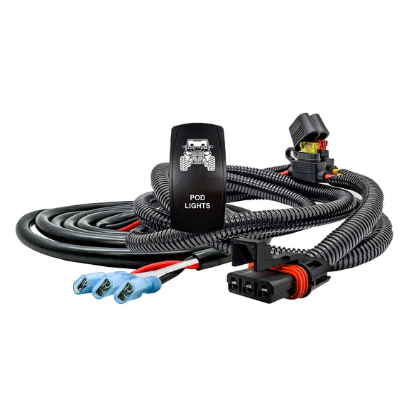 OZ-USA 10ft Plug-and-Play Pulse Power Busbar Plug 3-Wire Harness with POD LIGHTS On/Off Rocker Switch for DRL Dual-Function LED Lights Compatible with Polaris RZR PRO XP Ranger General ADV