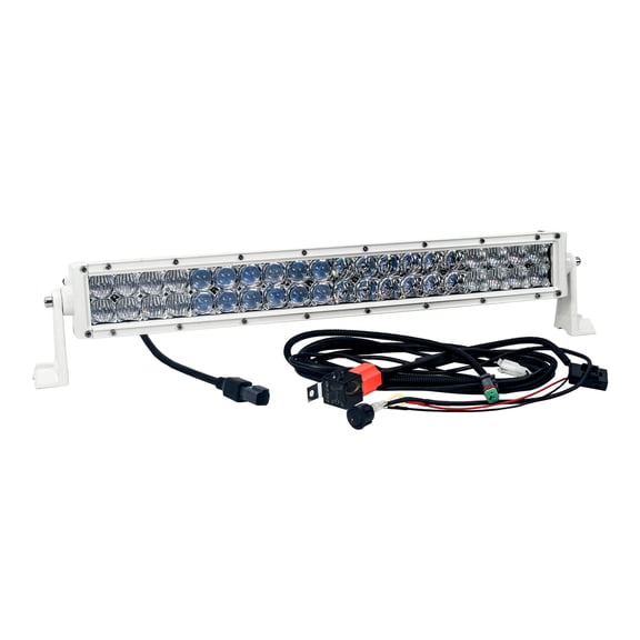 OZ-USA 20 Inch Marine Grade White Powder Coated 120W LED Light Bar4D Optic Lens Spot Flood Combo for Boat Fishing Vessels Trawlers