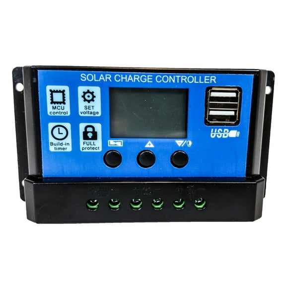 OZ-USA 20A Solar PV Panel Battery Charger Regulator Controller LCD Display Built-in Timer USB Port 12V 24V