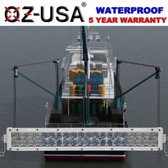 OZ-USA® 22" White 4D Series 120W Marine-Grade LED Light Bar Spot Flood Combo Beam for Off-road Truck Fishing Vessels Boat RV