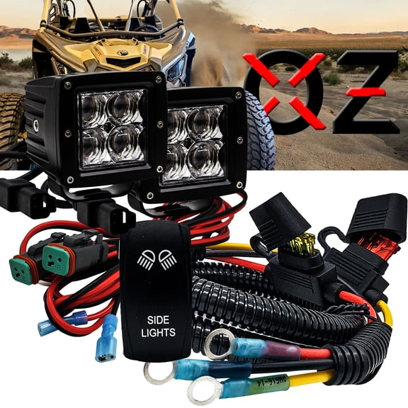 OZ-USA 3" POD Side Ditch Lights Spot Beam with Power Bus Bar Dual DT Plug Wire Harness Kit Compatible with 2018-2023 Can-Am Maverick X3 Max RS Turbo RR Sport Trail Defender