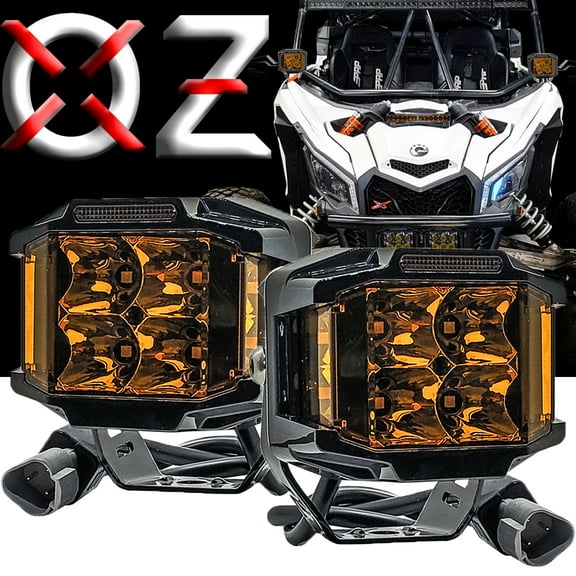 OZ-USA 4" SD-Series 75W Side-Emitting Amber LED Pod Fog Lights 180 Spot & Flood Beam Pattern DRL for Off-road Utility Trucks RV UTV