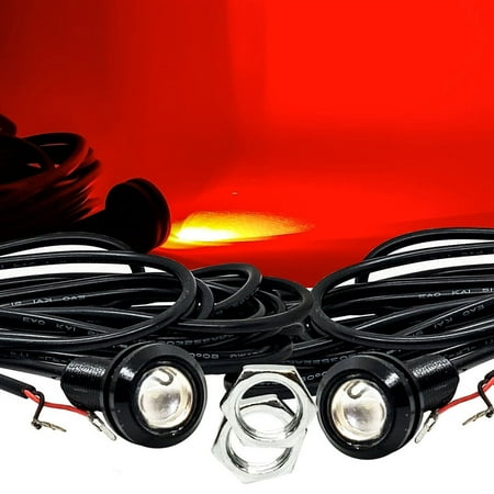 OZ-USA 5/8 Inch Round 22mm Black Bolt Beam High Intensity Red LED with 20ft. AWG #26 Wire Cable Rear Marker Clearance Lights for Trucks RVs UTVs ATVs Cars Boats Tractors Campers Motorcycles Trailers