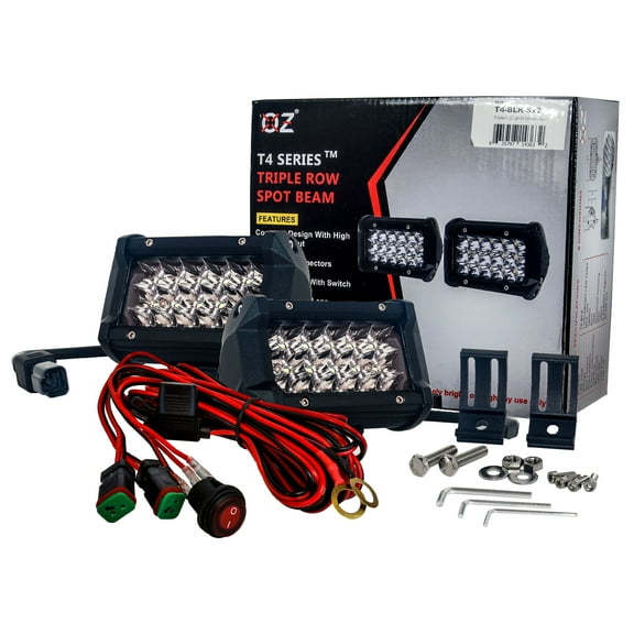 OZ-USA 5" High Output LED Light Bar Spot Beam Driving Fog Lights with Wire Harness Kit for Off Road Trucks UTV Tractors