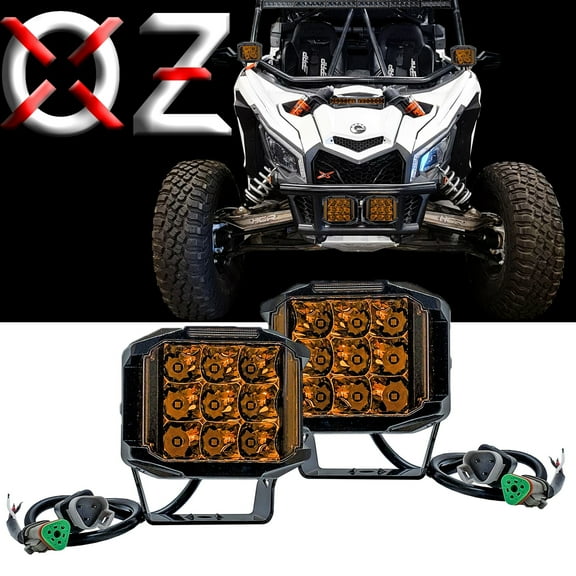 OZ-USA 5" SD-Series High Output Side-Emitting Amber LED Pod Fog Lights 180 Spot & Flood Beam Pattern DRL for Off-road Trucks UTV Boat RV Tractor Heavy Equipment Vehicles
