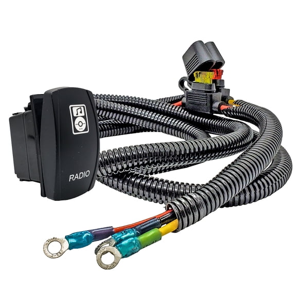 OZ-USA 6' Power Busbar Distribution Block Wire Harness with RADIO On/Off Rocker Switch Compatible with 2018-2023 Can-Am Maverick X3 Max RS Turbo RR Sport Trail Defender