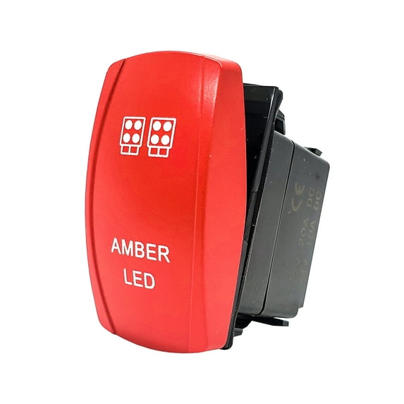 OZ-USA AMBER LED Laser-etched Red Plate On/Off Rocker Switch 4-Pin for UTV Polaris RZR XP Can-Am YXZ Trucks RV Marine Vessels