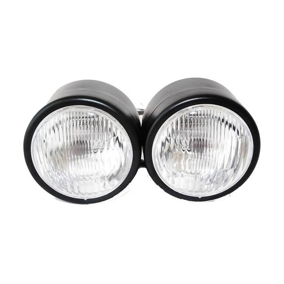OZ-USA Black Twin Headlight Motorcycle Double Dual Lamp Street Fighter Naked Dominator