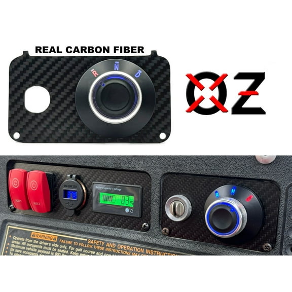 OZ-USA Carbon Fiber Rotary Drive Selector Golf Cart Forward/Reverse Key RND Switch Plate Compatible with EZGO TXT PDS Electric 36V 48V
