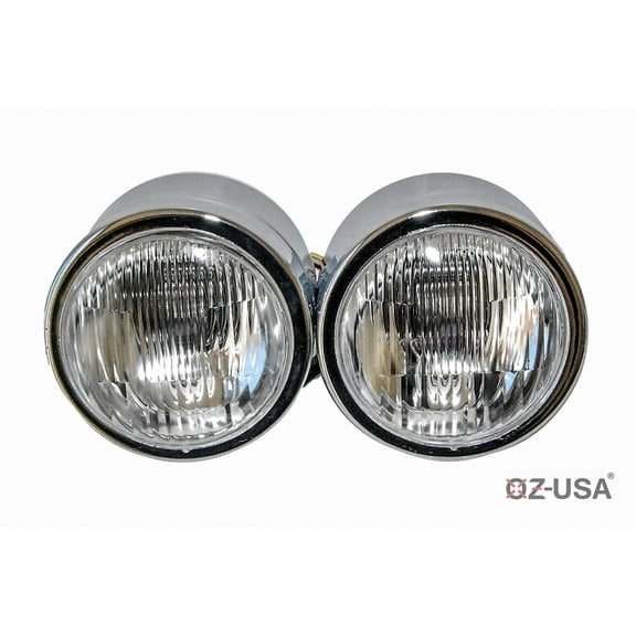 OZ-USA Chrome Twin Headlight Motorcycle Double Dual Lamp Street Fighter Naked DominatorChrome Twin Headlight Motorcycle Double Dual Lamp Street Fighter Naked Dominator