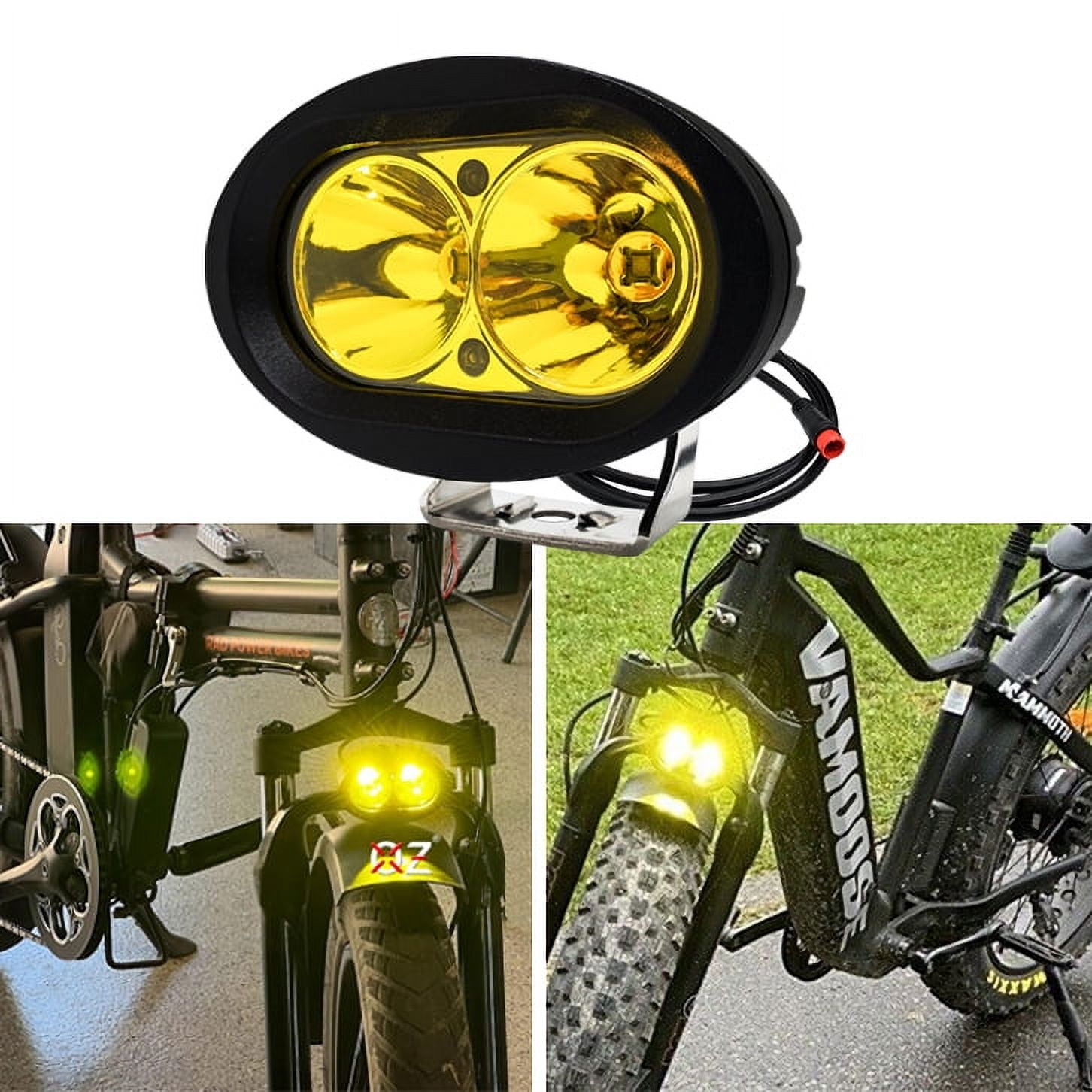 OZ USA E bike High Output LED Headlight Neon Yellow Compatible with Vamoose Mammoth Rad Power Bikes RadMini RadRover RadExpand RadRunner Walmart