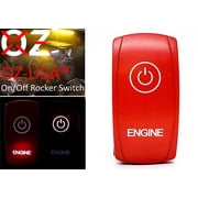 OZ-USA Engine Start On/Off Momentary Rocker Switch 4-Pin Laser Etch Red Plate for UTV Truck RV Boat Compatible with Polaris RZR XP Can-Am X3 YXZ Dash Panel