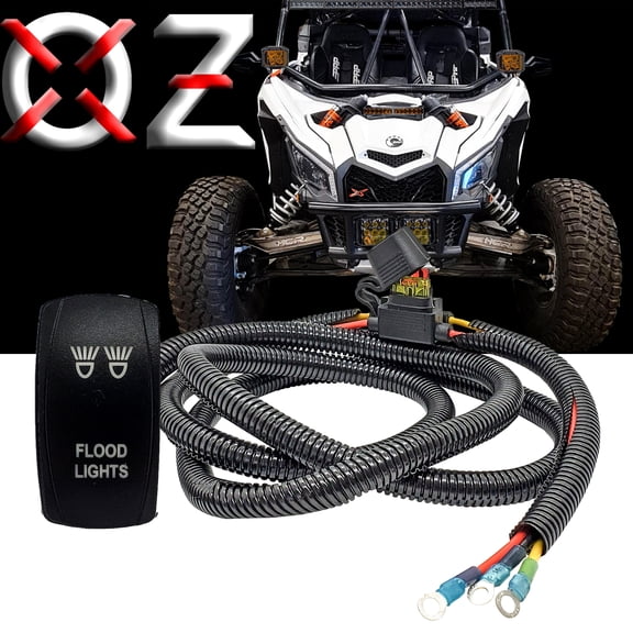 OZ-USA Flood Light On/Off Rocker Switch Power Busbar Distribution Block Wire Harness Compatible with 2018-2025 Can-Am Maverick X3 Max RS Turbo RR Sport Trail Defender Commander