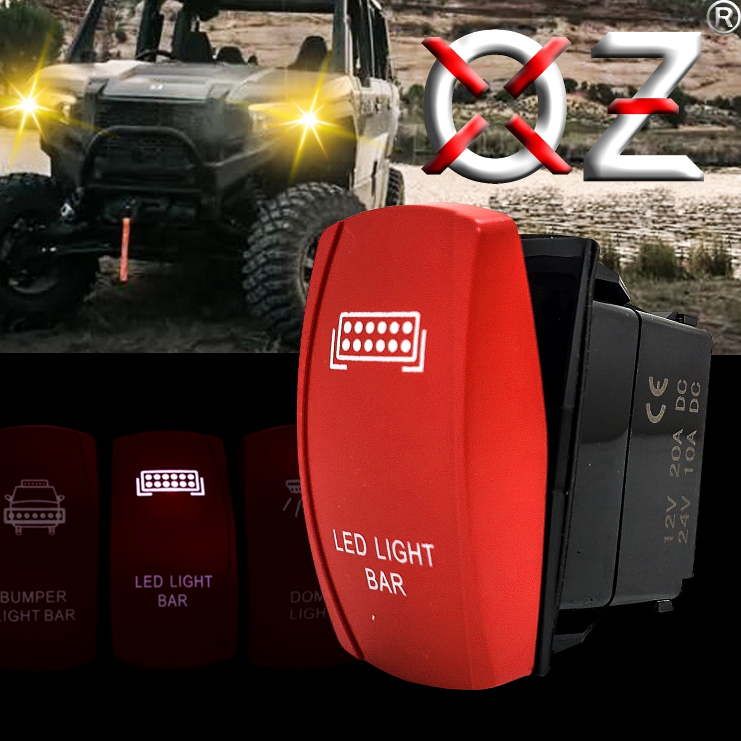 OZ-USA LED Light Bar On/Off Red Rocker Switch 4-Pin for Trucks UTV Golf ...