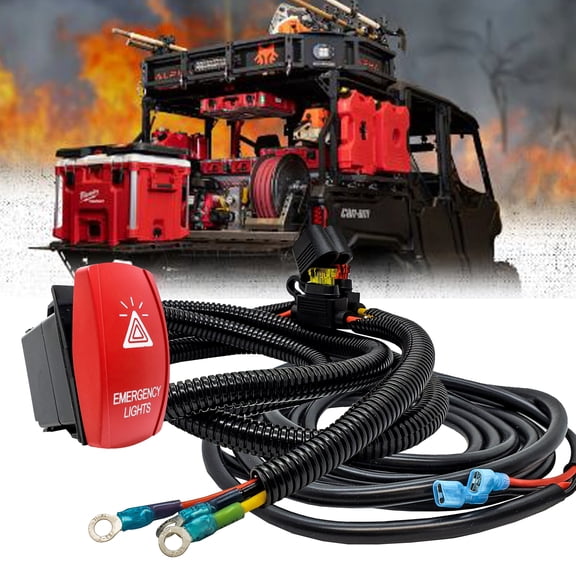 OZ-USA OZ-USA 10ft. Emergency Lights On/Off Rocker Switch Power Busbar Distribution Block Wire Harness Kit Compatible with 2018-2025 Can-Am Maverick X3 Max RS Turbo RR Sport Trail Defender