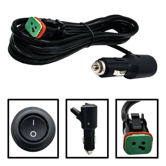 OZ-USA On/Off Switch Automotive Lighter Plug Power Supply Adapter with Deutsch DT Plug AWG#16 Wire for Cars Trucks RV Boat