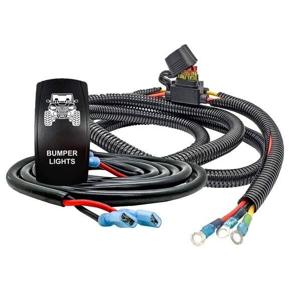 OZ-USA Plug-and-Play Power Distribution Block Wiring Harness with Laser-Etched BUMPER LIGHTS On/Off Rocker Switch Compatible with Can-Am Maverick X3 MAX Defender Commander Sport Trail 20182026