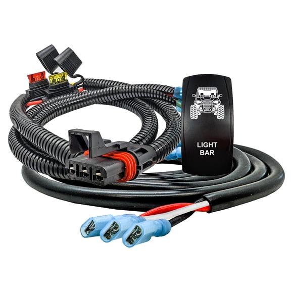 OZ-USA Plug-and-Play Pulse Power Busbar Plug 3-Wire Harness with  LIGHT BAR On/Off Rocker Switch for Dual-Function LED Lights Compatible with Polaris RZR PRO XP Ranger General ADV