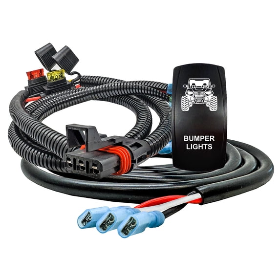 OZ-USA Plug-and-Play Pulse Power Busbar Plug 3-Wire Wiring Harness with BUMPER LIGHTS On/Off Rocker Switch for Dual-Function LED Lights Compatible with Polaris RZR PRO XP Ranger General ADV
