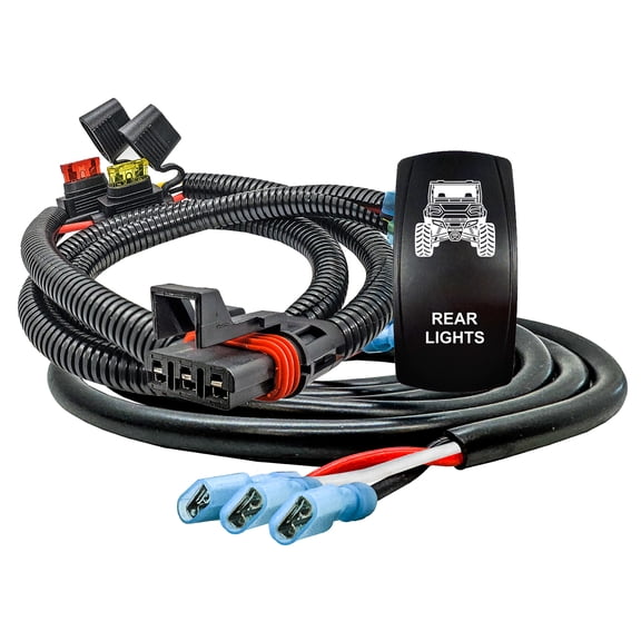 OZ-USA Plug-and-Play Pulse Power Busbar Plug 3-Wire Wiring Harness with REAR LIGHTS On/Off Rocker Switch for Dual-Function LED Lights Compatible with Polaris RZR PRO XP Ranger General ADV
