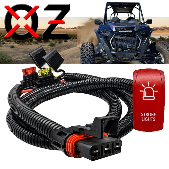OZ-USA Power Bus Bar Plug Wire Kit with On/Off Rocker Switch for Strobe Lights Compatible with Polaris Pulse Power Busbar RZR Pro Ranger Crew XP 2018-2023