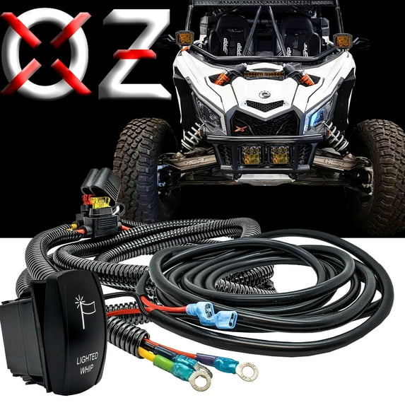 OZ-USA Power Busbar Distribution Block Wire Harness Kit with On/Off WHIP Lights Rocker Switch Compatible with 2018-2023 Can-Am Maverick X3 Max RS Turbo RR Sport Trail Defender