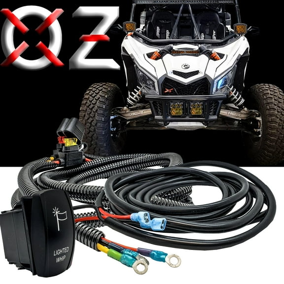 OZ-USA Power Busbar Distribution Block Wire Harness Kit with On/Off WHIP Lights Rocker Switch Compatible with 2018-2023 Can-Am Maverick X3 Max RS Turbo RR Sport Trail Defender
