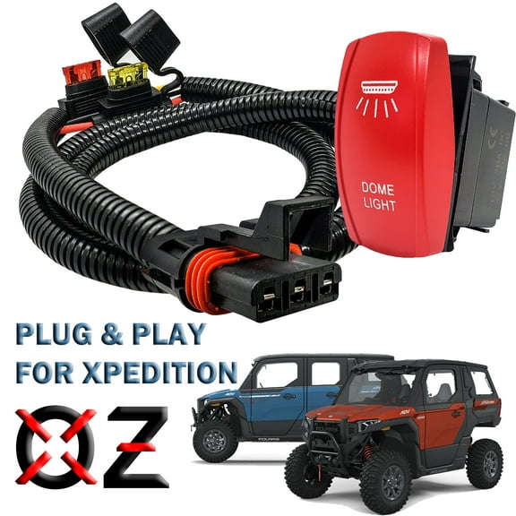 OZ-USA Pulse Power Bus Bar Plug & Play Wire Harness with Dome Lights On/Off Red Rocker Switch Compatible with 2024 Polaris XPEDITION XP ADV Ultimate Northstar Premium