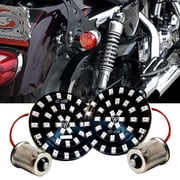 OZ-USA Rear Turn Signal Red LED Light 1156 Bulb Socket Compatible with Harley Bullet FL FX XL Smoke Lens Touring Dyna Softail Sportster Street Road Electra Glide