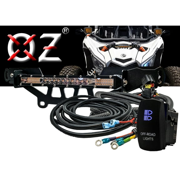 OZ-USA Shock Tower Amber/White Dual LED Mini Light Bar Kit with Rocker Switch & Wiring Harness Fits 20182025 Can-Am Maverick X3 RS Turbo RR