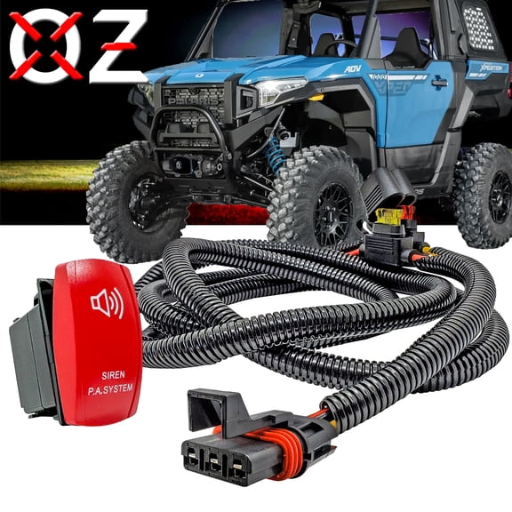 OZ-USA Siren PA System On/Off Red Rocker Switch with Pulse Power Bus Bar Plug Wire Compatible with 2024 - 2025 Polaris RZR XPEDITION XP ADV Ultimate Northstar Premium