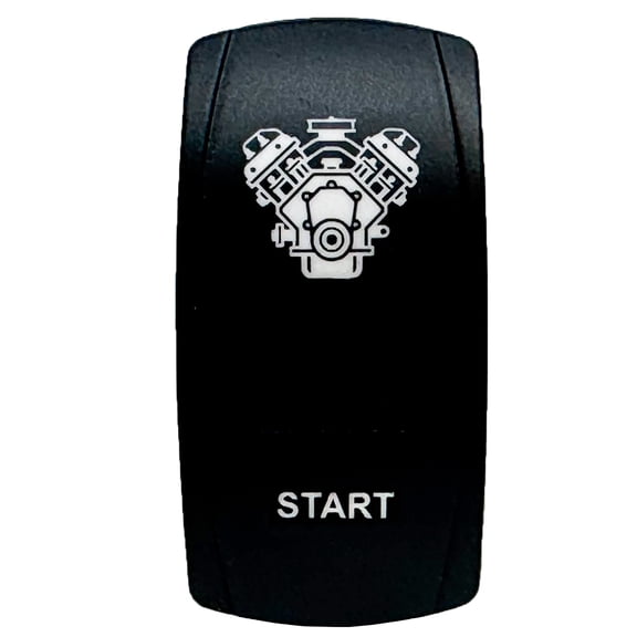 OZ-USA Start Engine | On / Off Momentary Rocker Switch | 4-Pin 20A Blue LED Backlit | Waterproof 12V  48V | V-Engine Icon